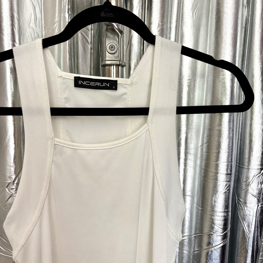 INCERUN White Ribbed Racerback Tank Top - Picture 2 of 5